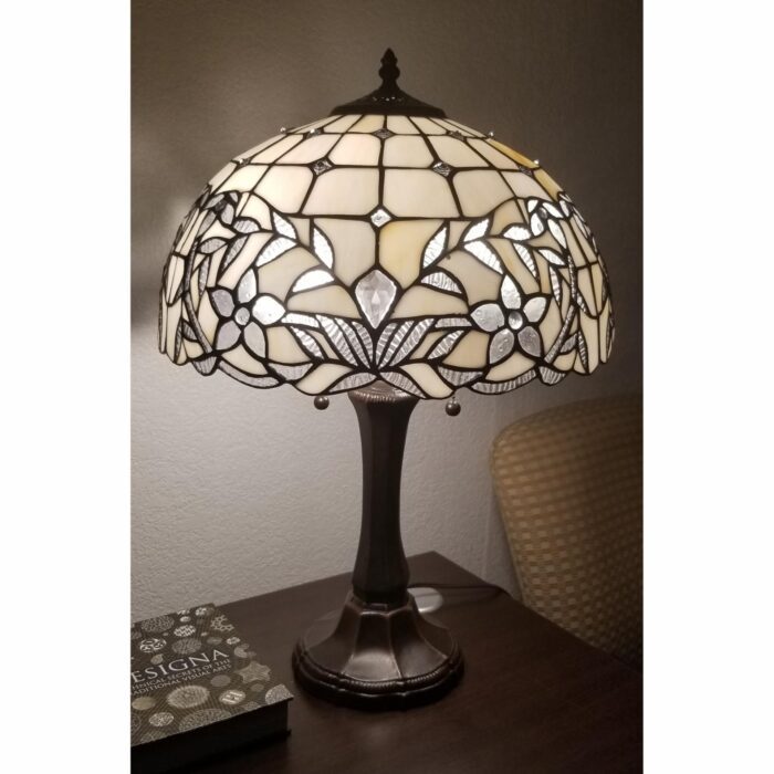 23" Stained Glass Two Light Flowery Vintage Accent Table Lamp - Image 2