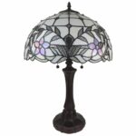 23" Stained Glass Two Light Flowery Vintage Accent Table Lamp - Image 4
