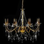 Chandelier with Beads Golden 8 x E14 Bulbs