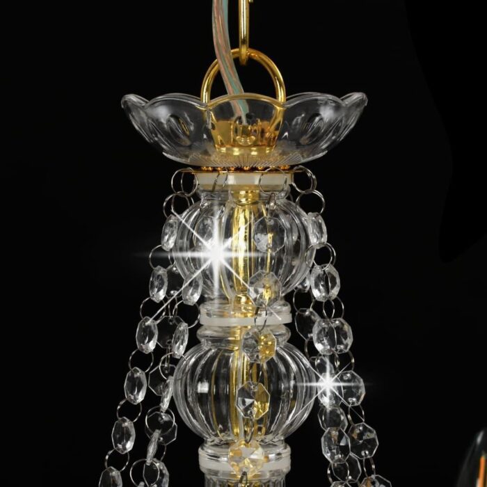 Chandelier with Beads Golden 8 x E14 Bulbs