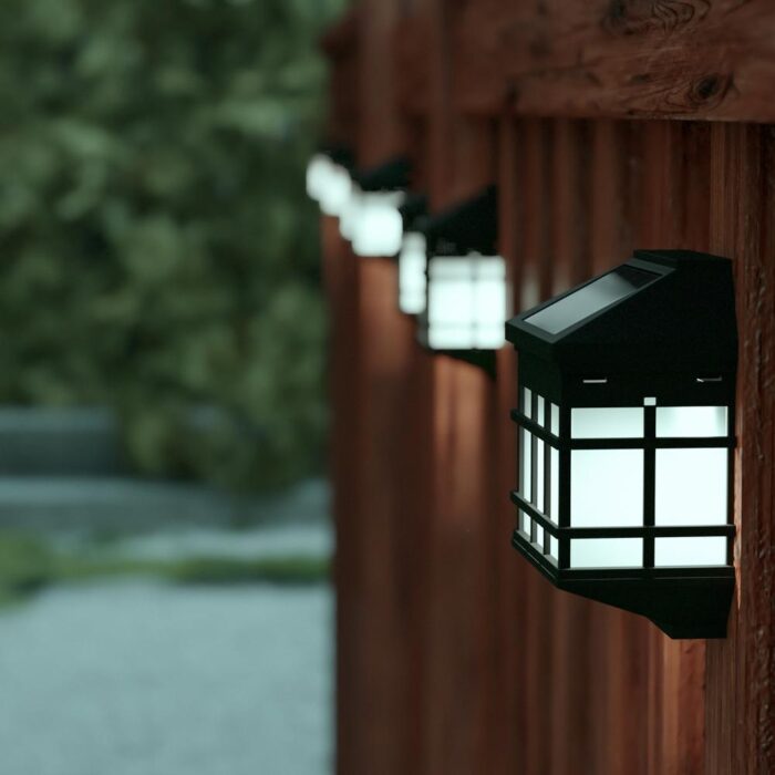6 Pack Wall Mount LED Solar Lights - Weather Resistant