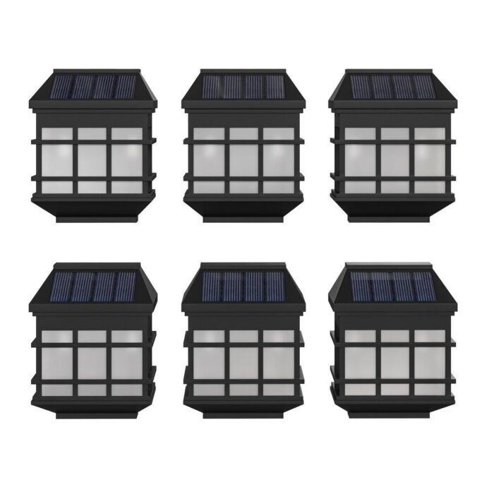 6 Pack Wall Mount LED Solar Lights - Weather Resistant