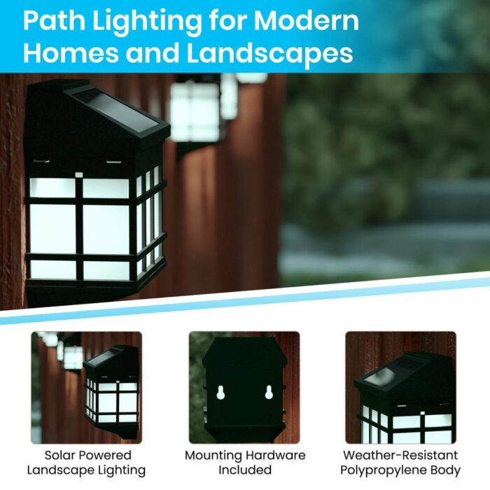 6 Pack Wall Mount LED Solar Lights - Weather Resistant