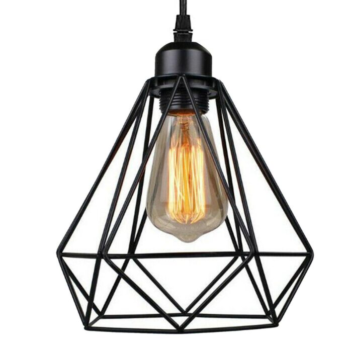 Geometric Cage Pendant Lamp E26 Ceiling Light Fixture