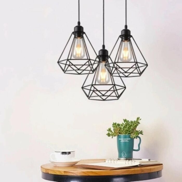 Geometric Cage Pendant Lamp E26 Ceiling Light Fixture