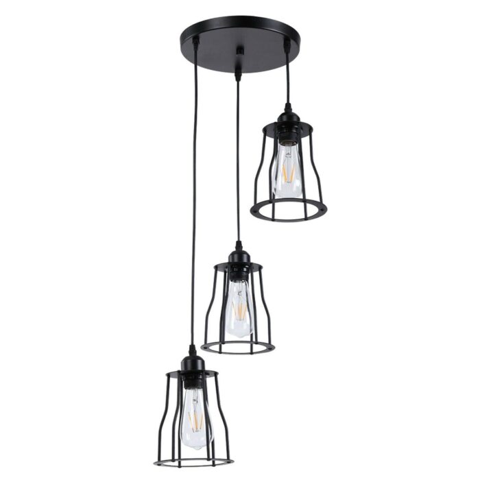 3-Lights Cage Pendant Light Hanging Lamp Ceiling Light Fixture~1381 - Image 2