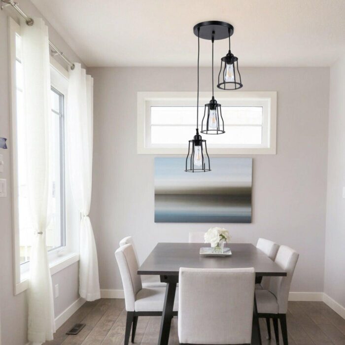 3-Lights Cage Pendant Light Hanging Lamp Ceiling Light Fixture~1381 - Image 6