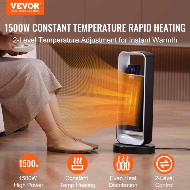 VEVOR Electric Space Heater with Thermostat Remote Control, 1000W/1500W