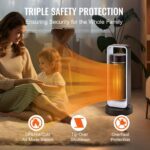 VEVOR Electric Space Heater with Thermostat Remote Control, 1000W/1500W