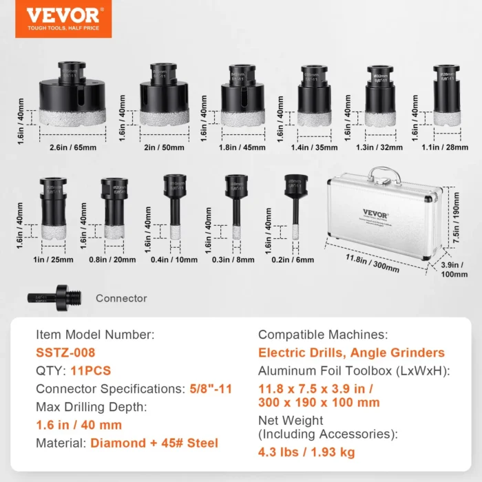 VEVOR Diamond Core Drill Bit Set
