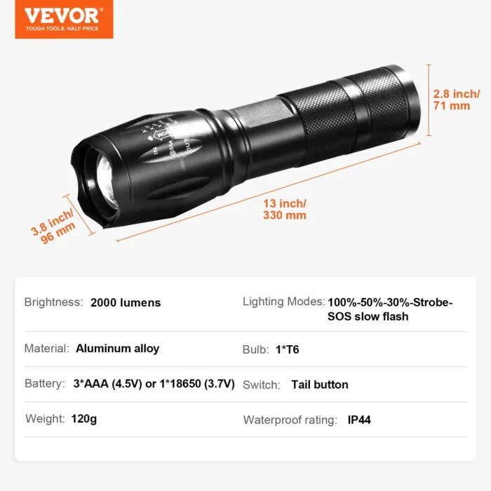 Dual Pack Ultra-Bright Adjustable Focus Flashlights