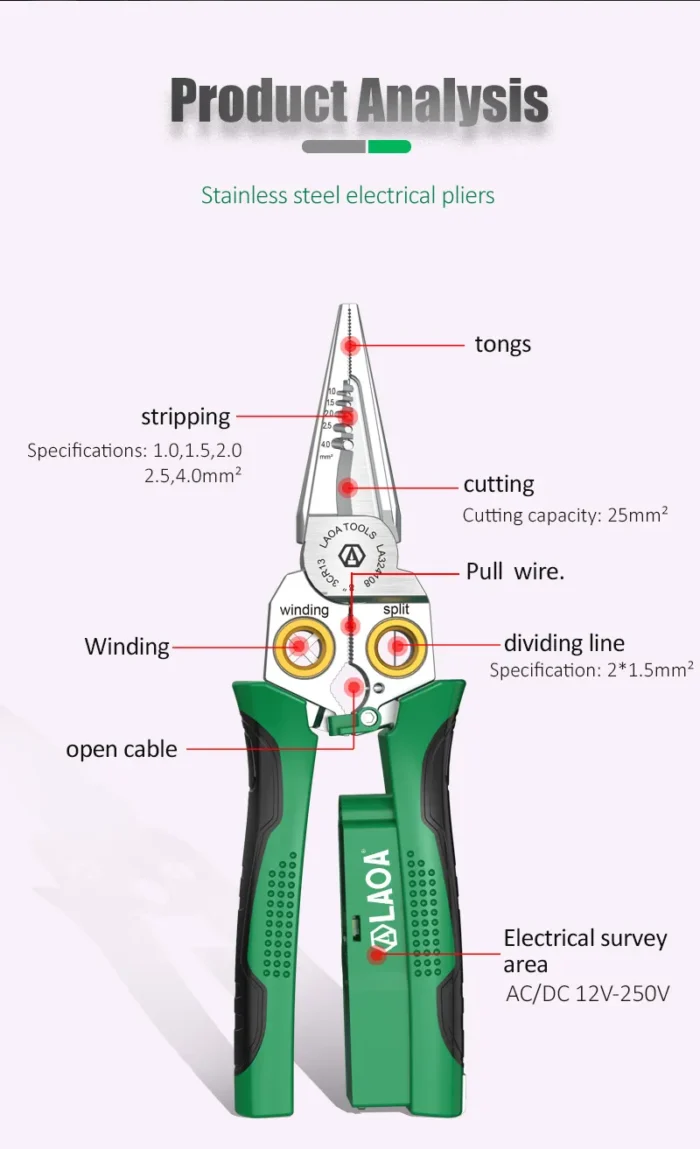 LAOA 8-in-1 Wire Stripping Pliers