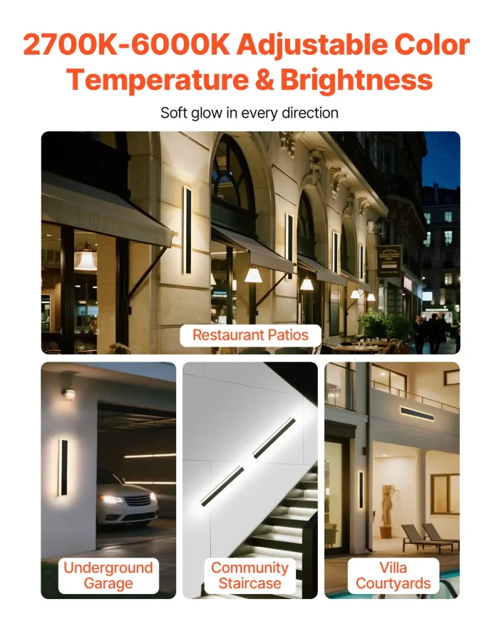 2-Pack 23.6" LED Outdoor Wall Light Strips