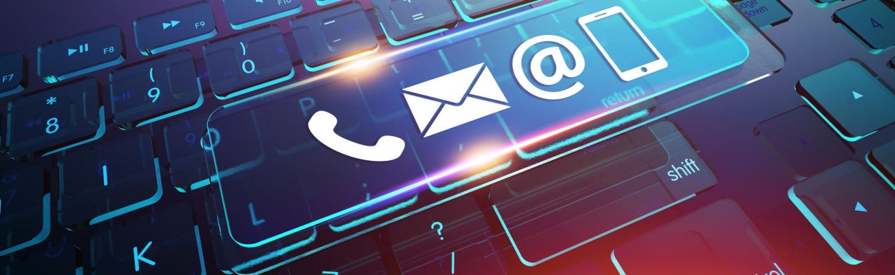 Contact us concept, Communication Symbols on Keyboard Contact us concept, Communication Symbols on Keyboard